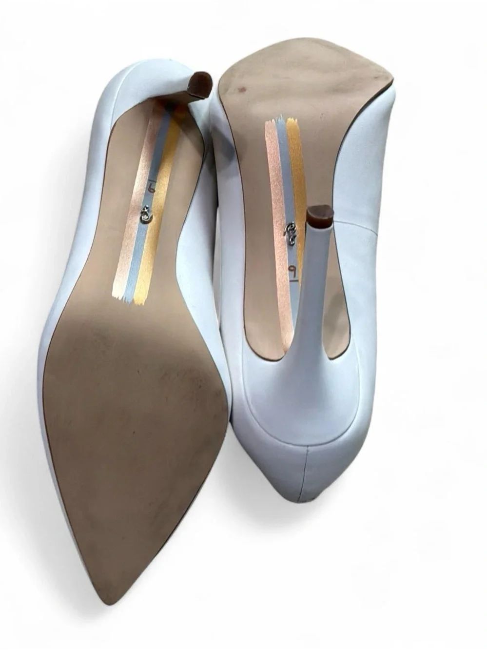 Sam Edelman White Pointed-Toe Satin Pumps